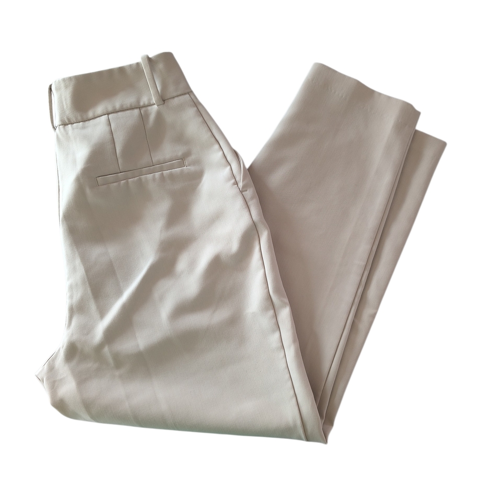 Zara Cream High Rise Straight Leg Trousers Size L